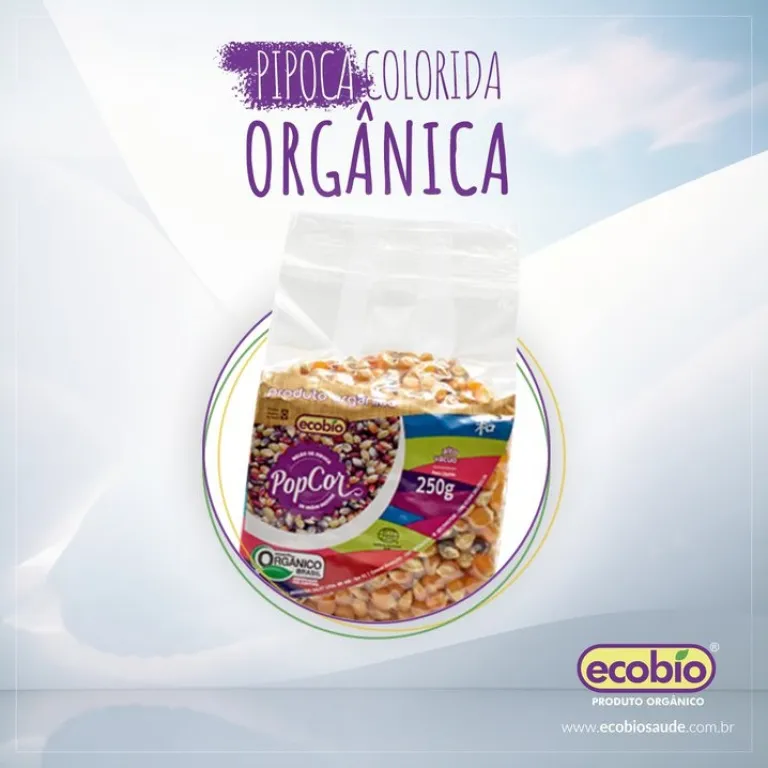 Pipoca colorida orgânica